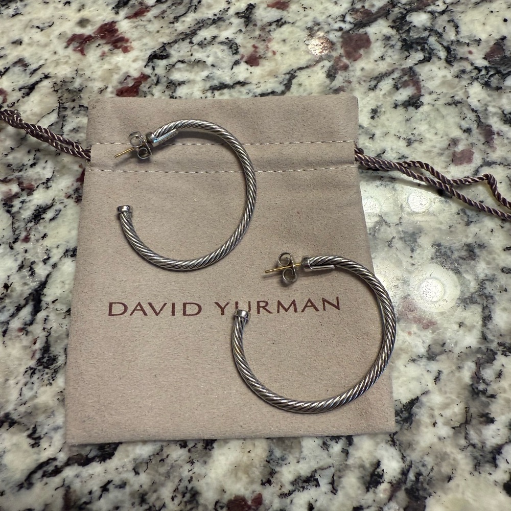 David Yurman Silver Cable Earrings